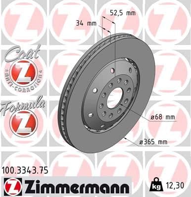 Bremžu diski ZIMMERMANN 100.3343.75 1