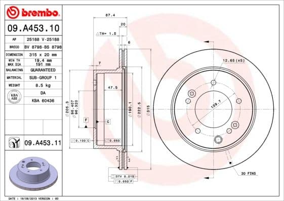 Bremžu diski BREMBO 09.A453.11 1