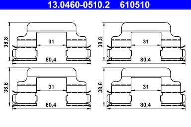 Piederumu komplekts, Disku bremžu uzlikas ATE 13.0460-0510.2 1