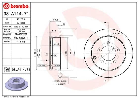 Bremžu diski BREMBO 08.A114.71 1