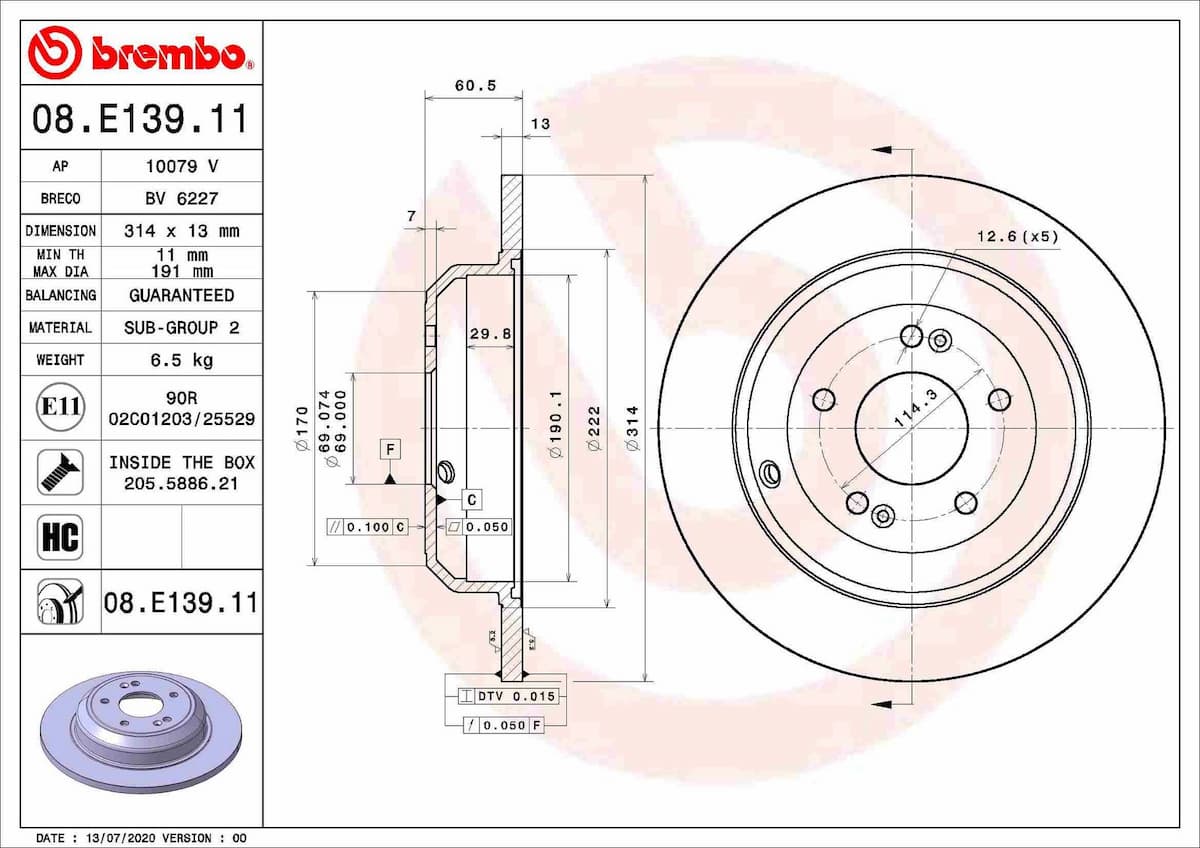 Bremžu diski BREMBO 08.E139.11 1