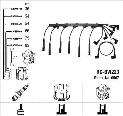 Augstsprieguma vadu komplekts NGK 0567 1