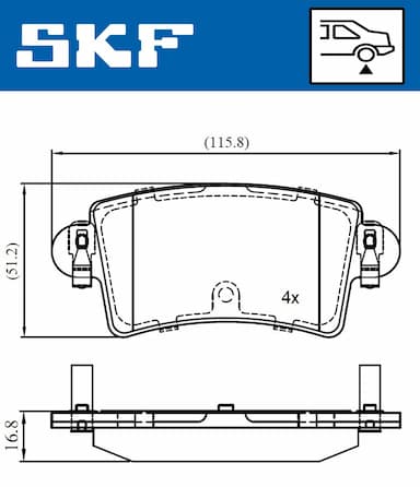 Bremžu uzliku kompl., Disku bremzes SKF VKBP 90097 6