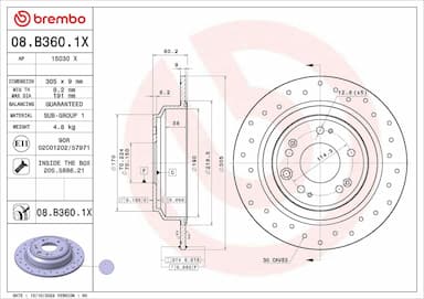 Bremžu diski BREMBO 08.B360.1X 1