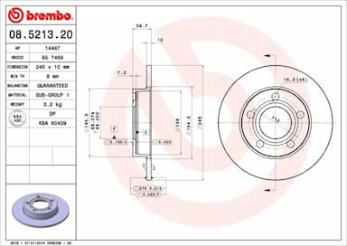 Bremžu diski BREMBO 08.5213.20 1