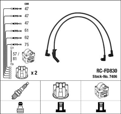 Augstsprieguma vadu komplekts NGK 7406 1