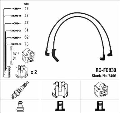 Augstsprieguma vadu komplekts NGK 7406 1