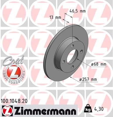 Bremžu diski ZIMMERMANN 100.1048.20 1