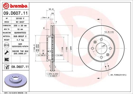 Bremžu diski BREMBO 09.D607.11 1