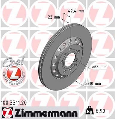 Bremžu diski ZIMMERMANN 100.3311.20 1