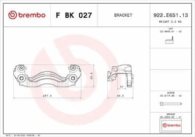 Bremžu suporta skavas stipr. korpusa kompl. BREMBO F BK 027 2