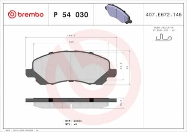 Bremžu uzliku kompl., Disku bremzes BREMBO P 54 030 1