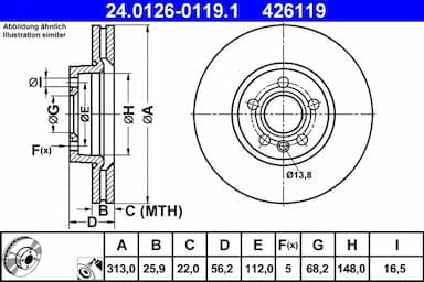 Bremžu diski ATE 24.0126-0119.1 1