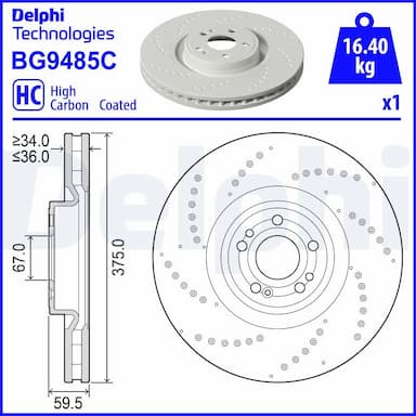 Bremžu diski DELPHI BG9485C 1