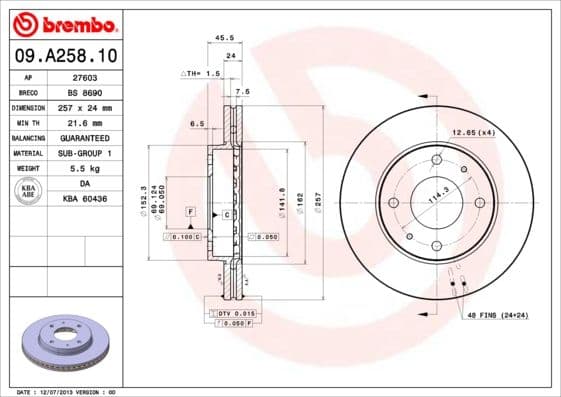 Bremžu diski BREMBO 09.A258.10 1