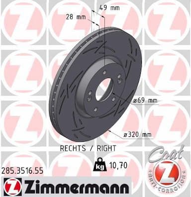 Bremžu diski ZIMMERMANN 285.3516.55 1