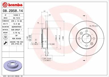 Bremžu diski BREMBO 08.2958.14 1