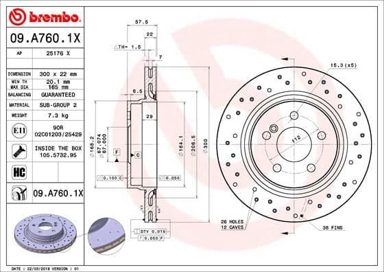 Bremžu diski BREMBO 09.A760.1X 1