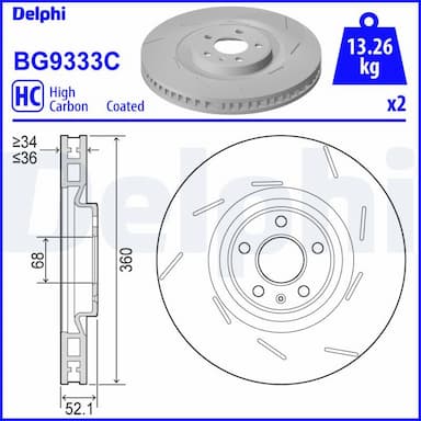 Bremžu diski DELPHI BG9333C 1