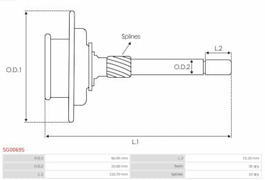 Iekšējo zobu zobrats, Planetārais pārvads (Starteris) AS-PL SG0069S 4