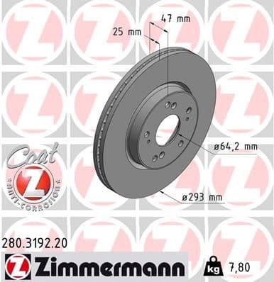 Bremžu diski ZIMMERMANN 280.3192.20 1