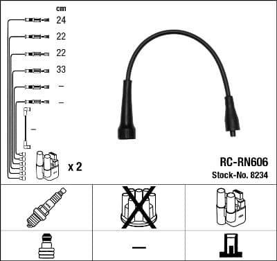 Augstsprieguma vadu komplekts NGK 8234 1