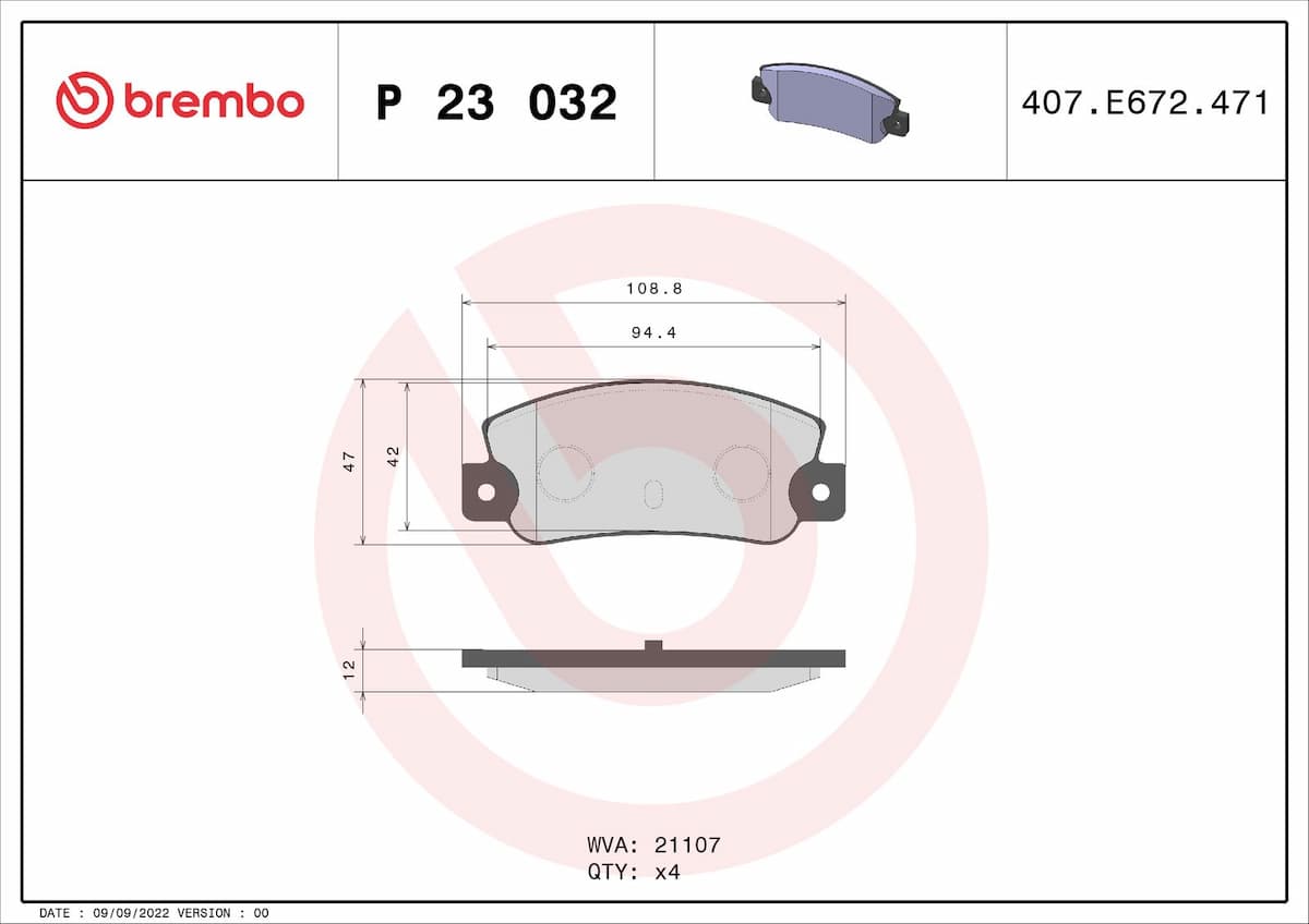 Bremžu uzliku kompl., Disku bremzes BREMBO P 23 032 1