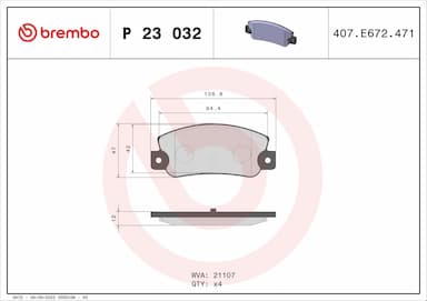 Bremžu uzliku kompl., Disku bremzes BREMBO P 23 032 1