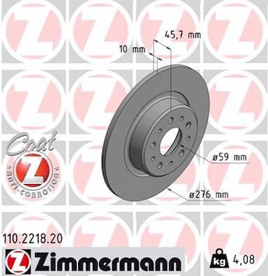 Bremžu diski ZIMMERMANN 110.2218.20 1