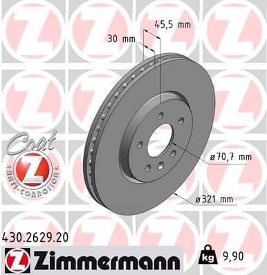 Bremžu diski ZIMMERMANN 430.2629.20 1