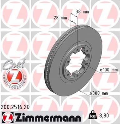 Bremžu diski ZIMMERMANN 200.2516.20 1