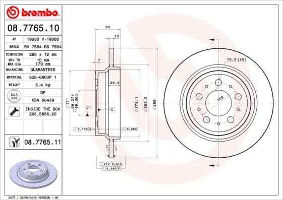 Bremžu diski BREMBO 08.7765.11 1