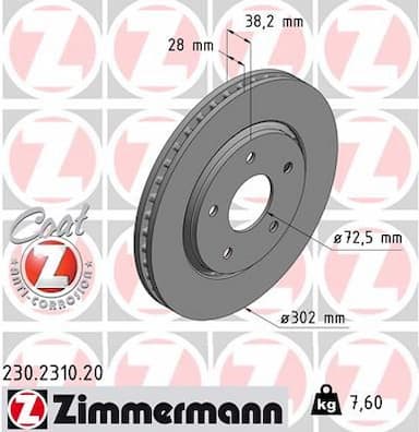 Bremžu diski ZIMMERMANN 230.2310.20 1