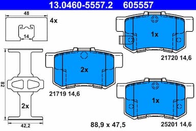 Bremžu uzliku kompl., Disku bremzes ATE 13.0460-5557.2 1