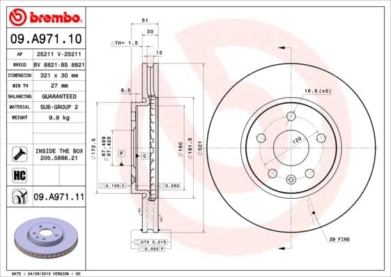 Bremžu diski BREMBO 09.A971.11 1