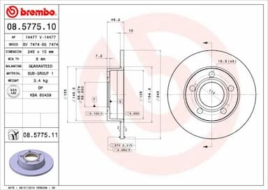 Bremžu diski BREMBO 08.5775.11 1