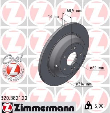 Bremžu diski ZIMMERMANN 320.3821.20 1