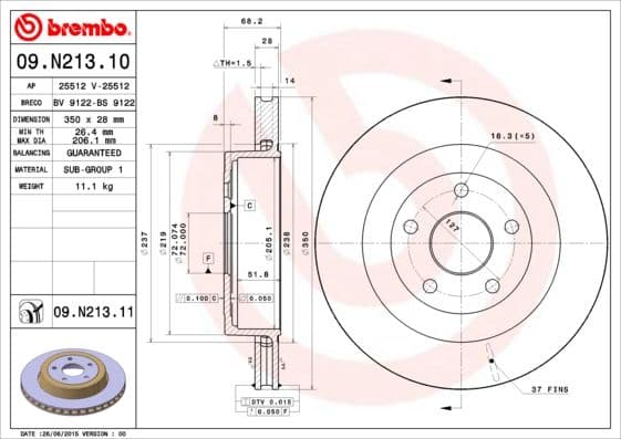 Bremžu diski BREMBO 09.N213.11 1