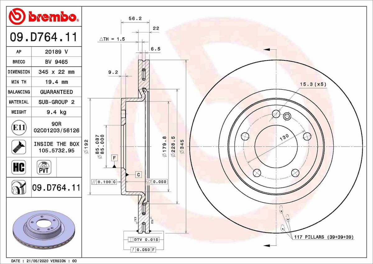 Bremžu diski BREMBO 09.D764.11 1