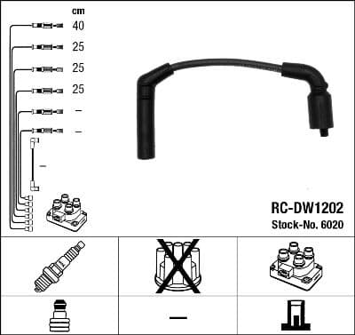 Augstsprieguma vadu komplekts NGK 6020 1