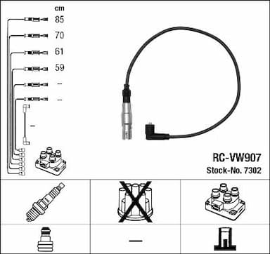 Augstsprieguma vadu komplekts NGK 7302 1