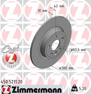 Bremžu diski ZIMMERMANN 450.5211.20 1