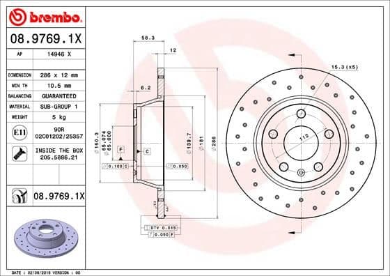 Bremžu diski BREMBO 08.9769.1X 1