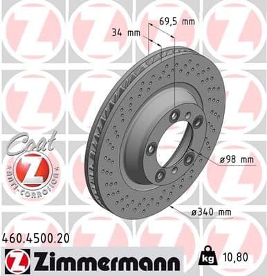 Bremžu diski ZIMMERMANN 460.4501.20 1