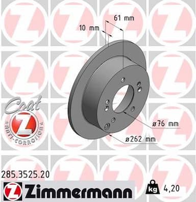 Bremžu diski ZIMMERMANN 285.3525.20 1