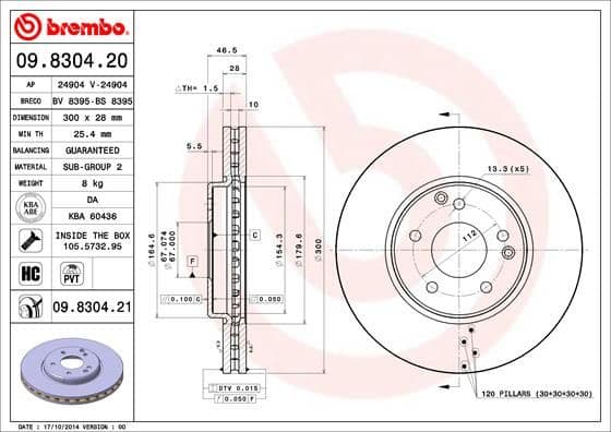 Bremžu diski BREMBO 09.8304.21 1