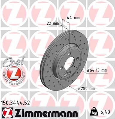 Bremžu diski ZIMMERMANN 150.3444.52 1