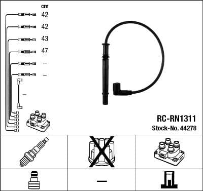 Augstsprieguma vadu komplekts NGK 44278 1