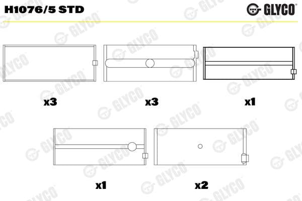 Kloķvārpstas gultnis GLYCO H1076/5 STD 1