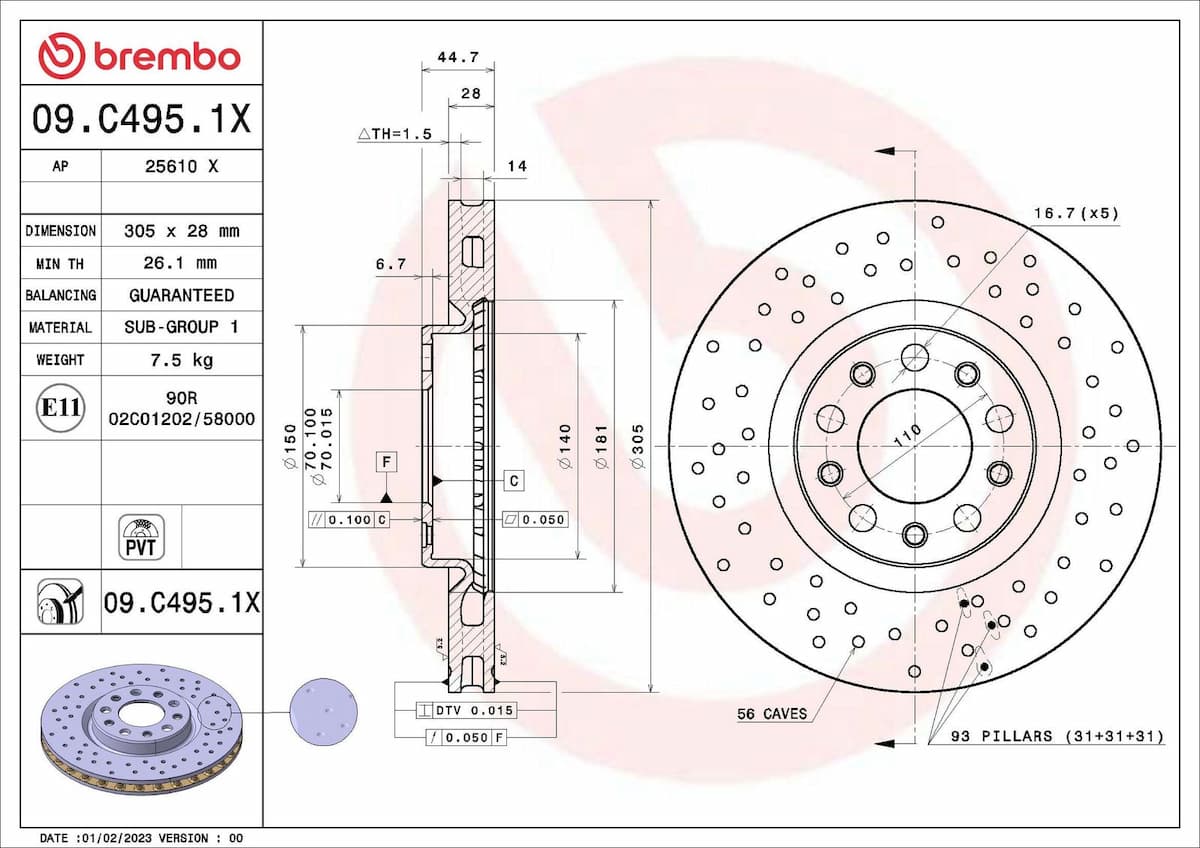 Bremžu diski BREMBO 09.C495.1X 1